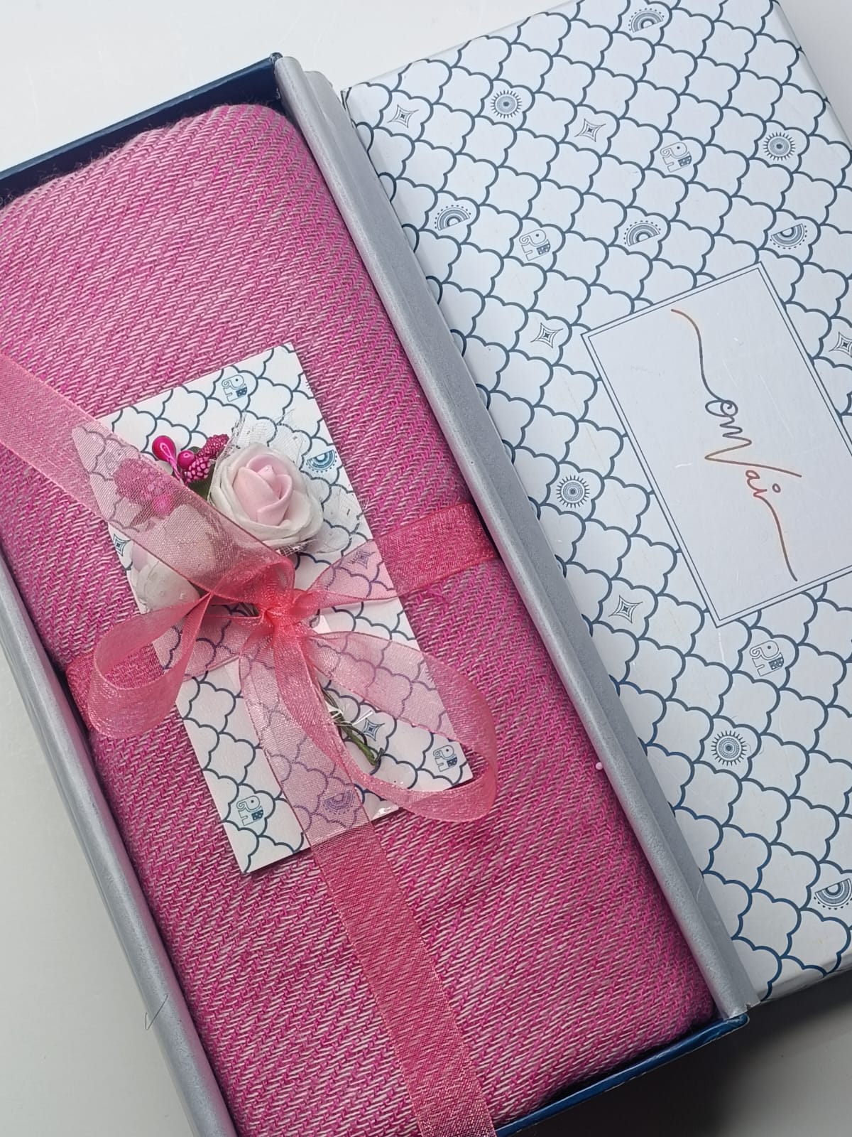 Diagonal Stripes Patterned Super Soft Woolen Muffler -  Pink