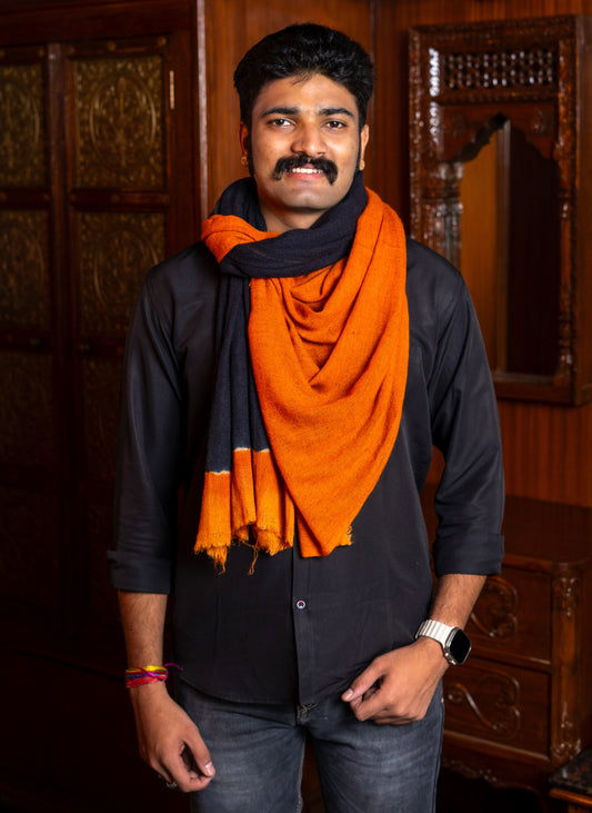 Tie and Dye Brush Paint Pattern Super Soft Woolen Muffler For Man | Navy Rust