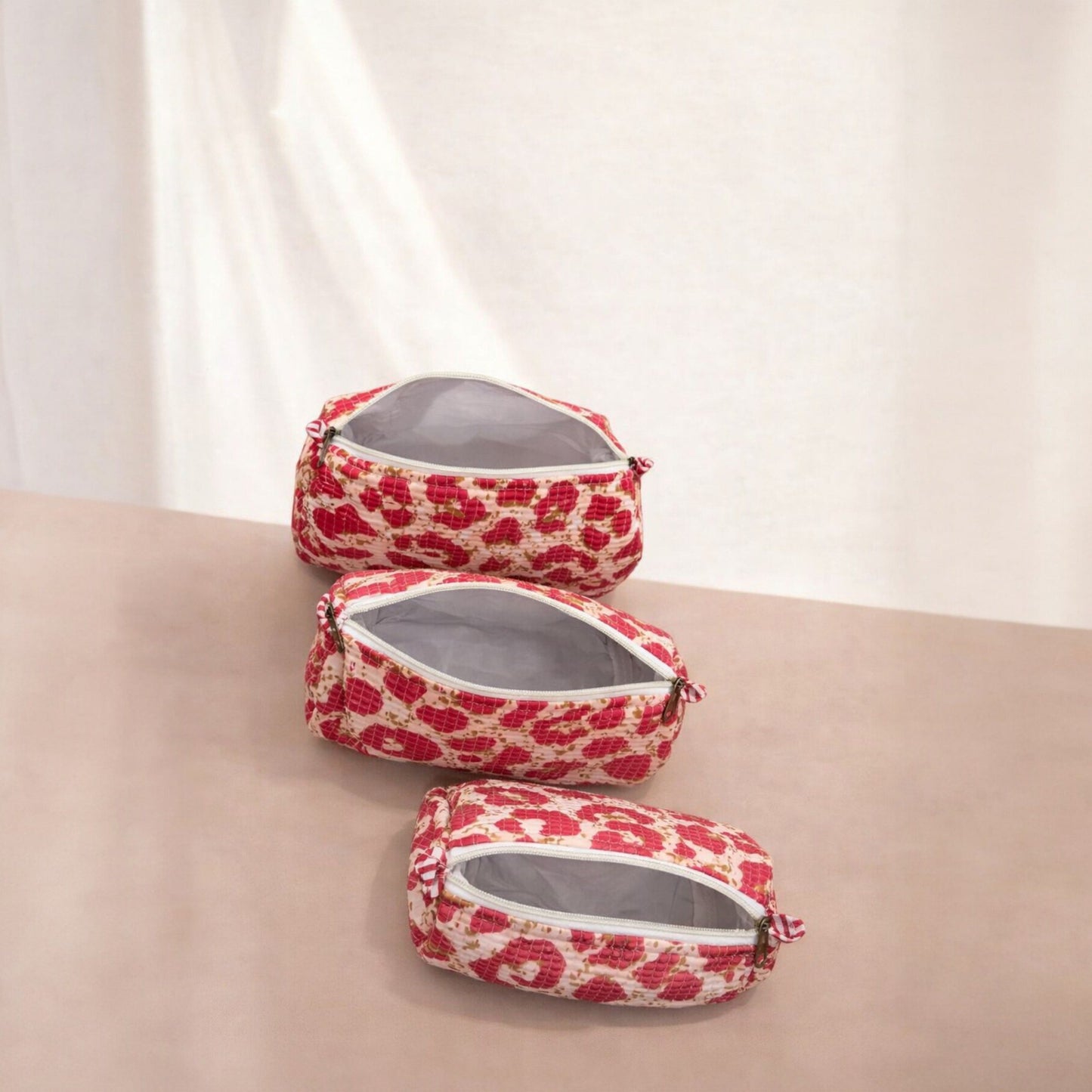 Leopard Print Quilted Canvas Tote Bag Set (4 Pieces) | Handcrafted & Lightweight