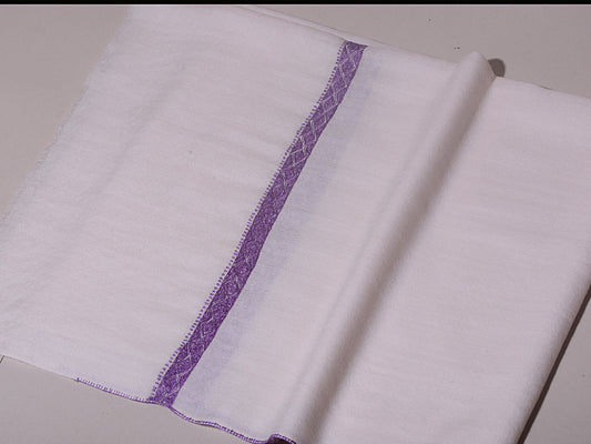 PALLA BORDER Gracious Hand Embroidered Pearl white Blue Pashmina Stole