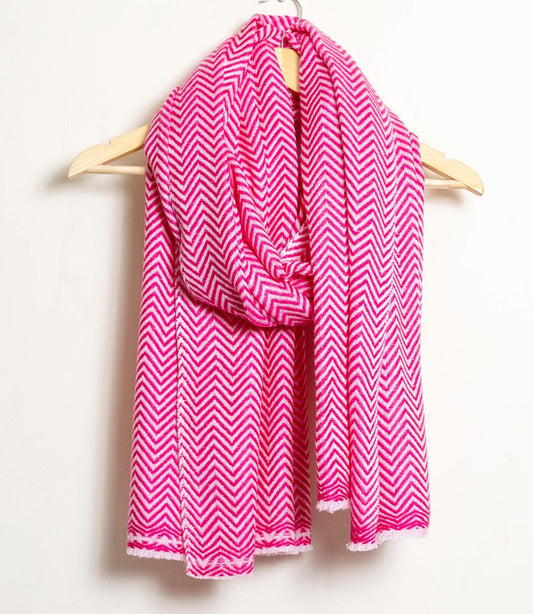 Zig Zag Patterned Super Soft Woolen Muffler | Pure Pink