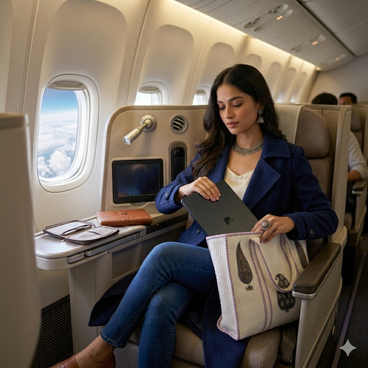 White Floral Orchid Purple Handblock Cotton Tote Bag | Handcrafted & Lightweight