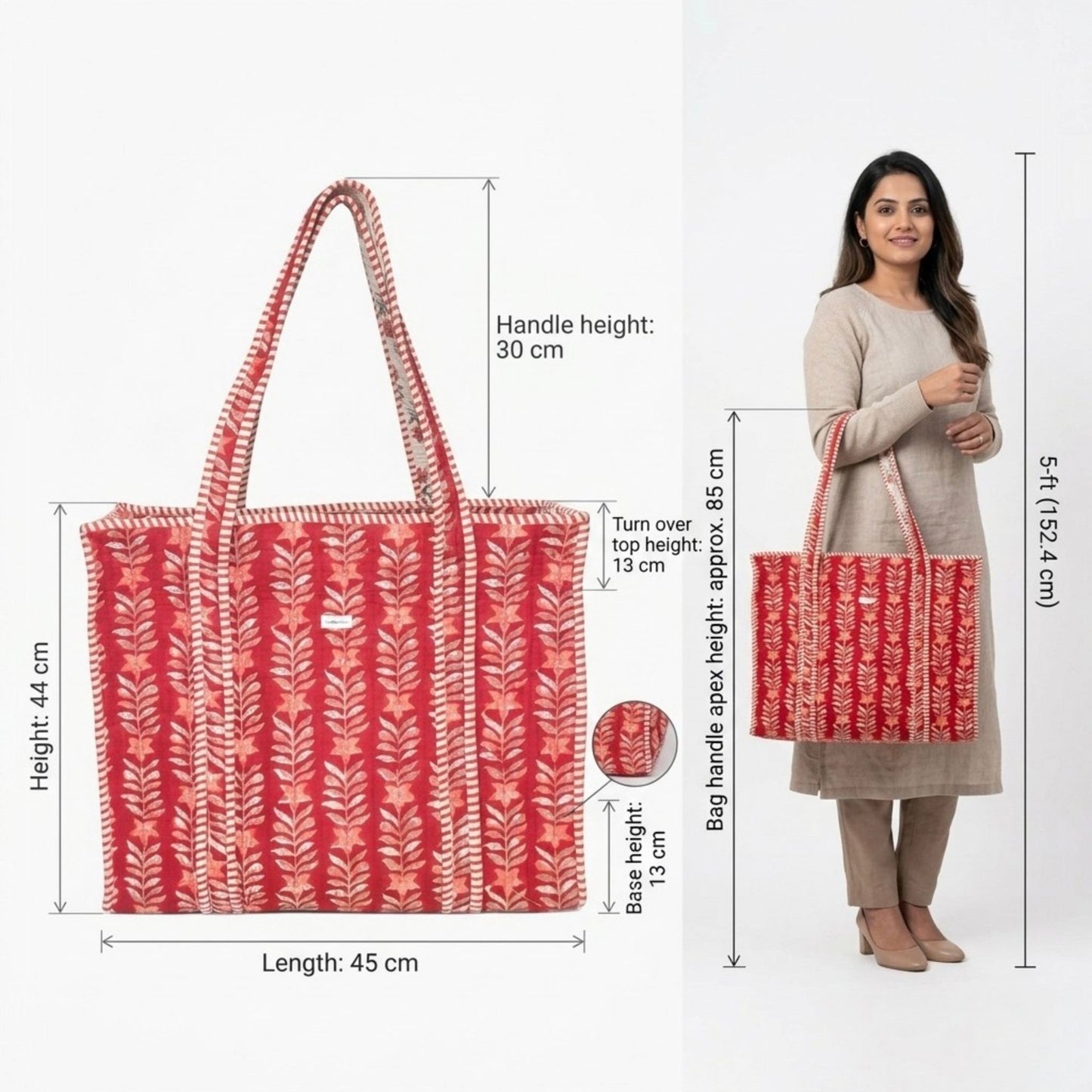 Ruby Bloom - Premium OMVAI Quilted Cotton Tote Bag