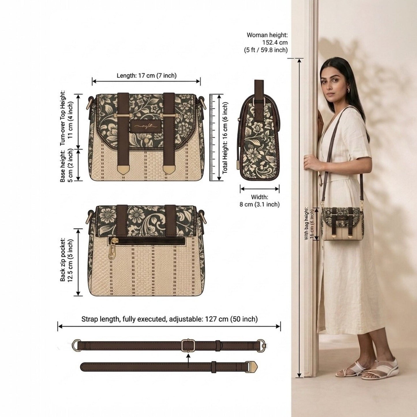 Noor Blossom – OMVAI Premium Sling Bag