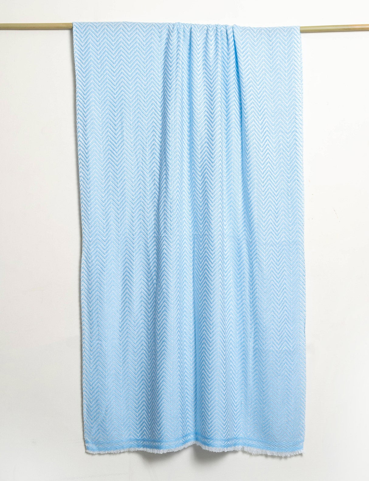 Zig Zag Patterned Super Soft Woolen Muffler | Sky Blue