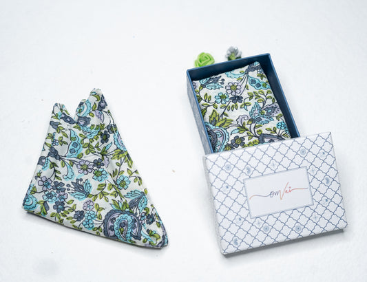 OMVAI Silk Pocket Square Spring Paisley Multi color