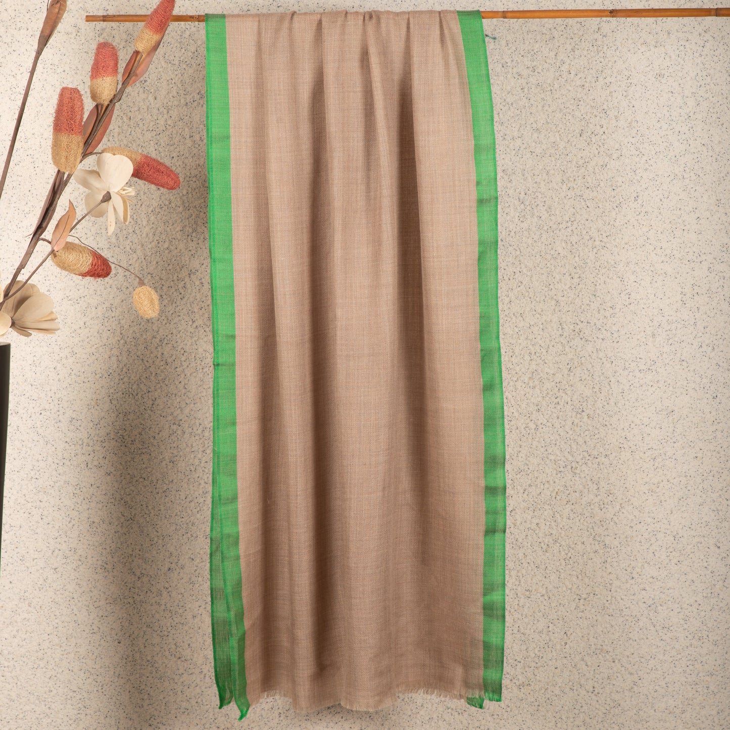 Striped Border Pashmina - Green