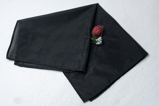 OMVAI Solid Silk Pocket Square Midnight Black