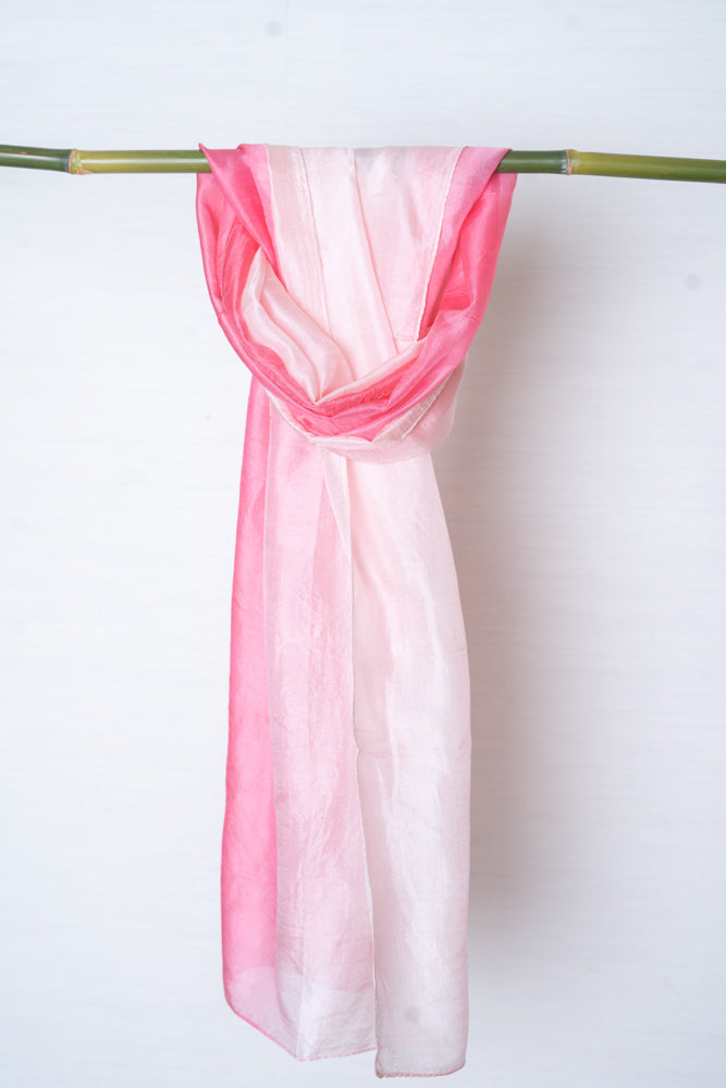 OMVAI Blooming Pink Ombre Soft Silk Stole