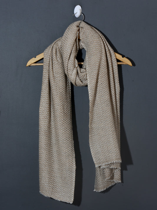 Mini Chevron Weave Super Soft Woolen Muffler -  Natural Sand