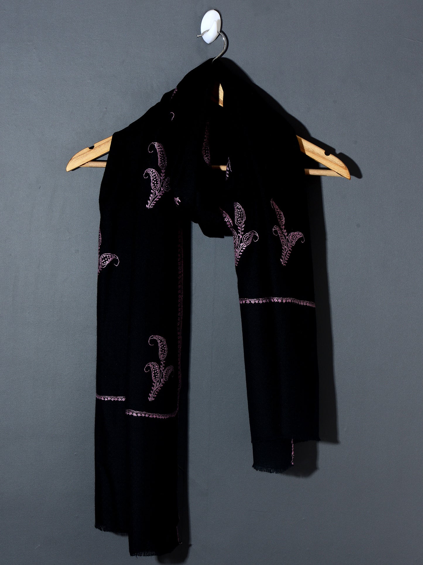 PHOOL BUTI The Flower motif Hand Embroidered Stole - Black