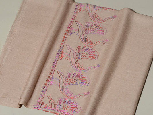 MAYURA, the Peacock Magnificent Hand Embroidered Stole -Pearl Pastels