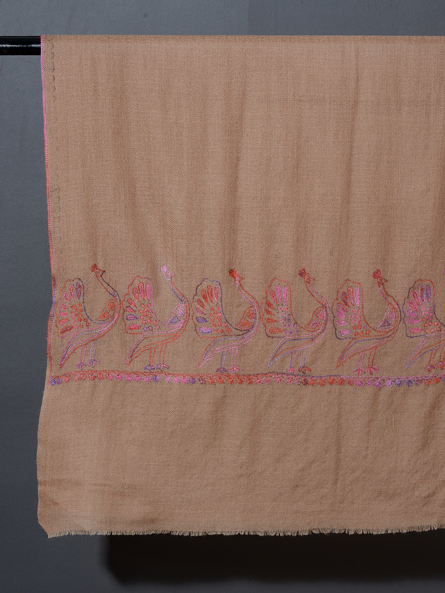 MAYURA Powder Pastel The Peacock Magnificent Hand Embroidered Stole