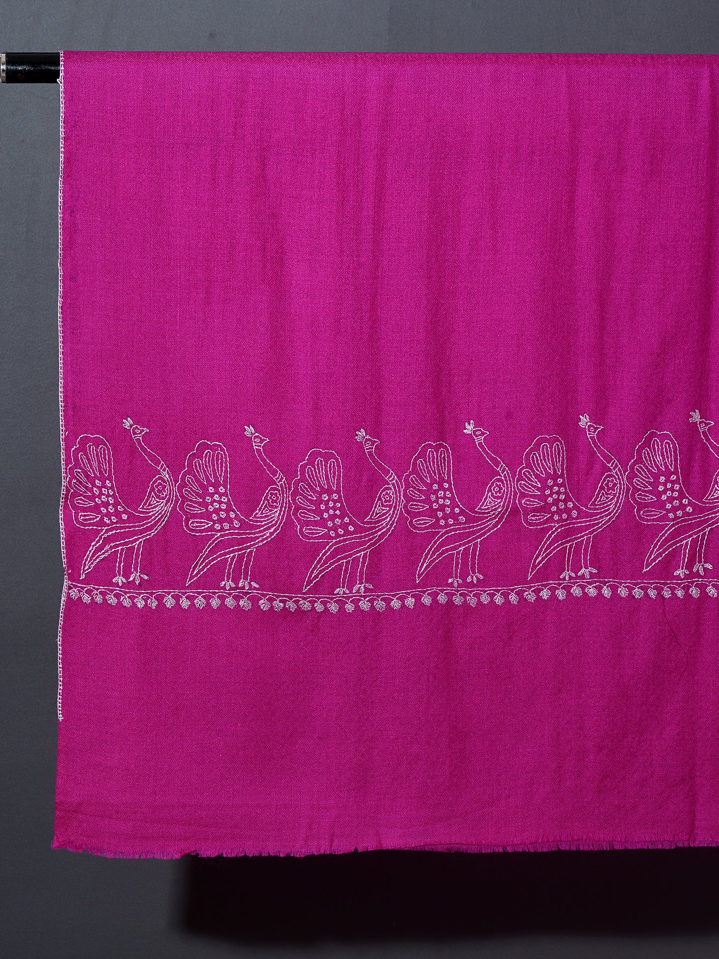MAYURA Onion Pink The Peacock Magnificent Hand Embroidered Stole