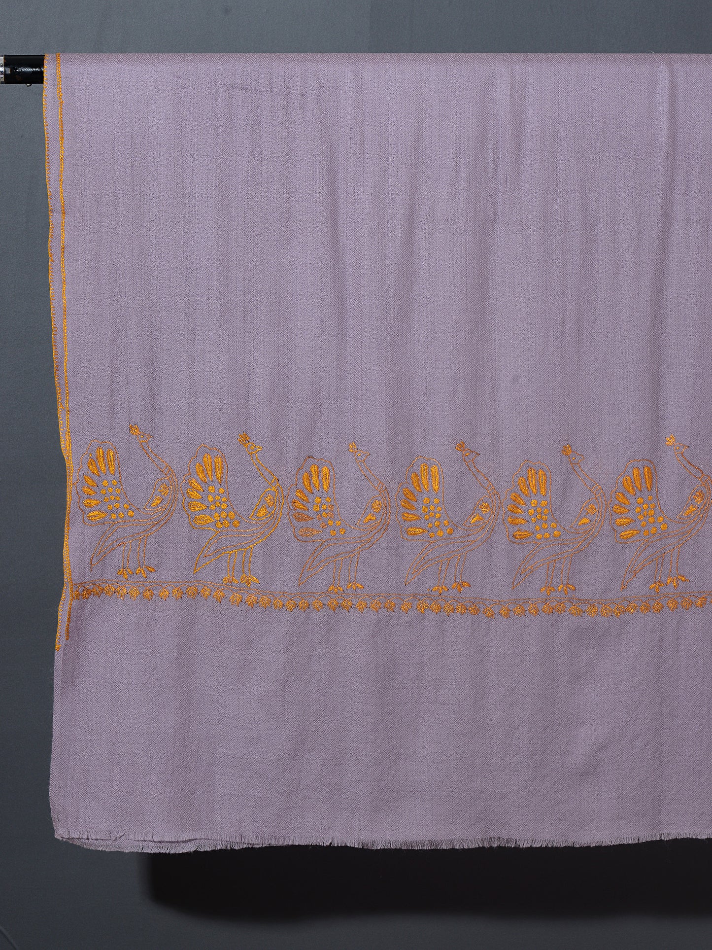 MAYURA Lilac - Ochre The Peacock Magnificent Hand Embroidered Stole