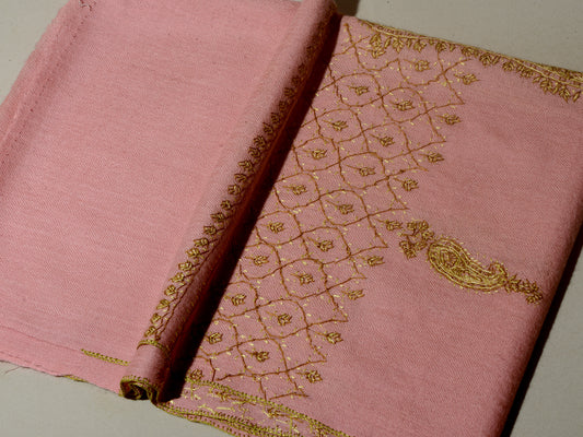 ORNAMENTAL PAISLEY The Powder Pink Magnificent Hand Embroidered Stole