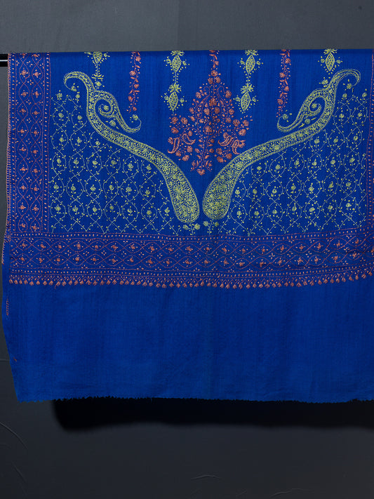 ORNAMENTAL PAISLEY The Blissful Blue Magnificent Hand Embroidered Stole
