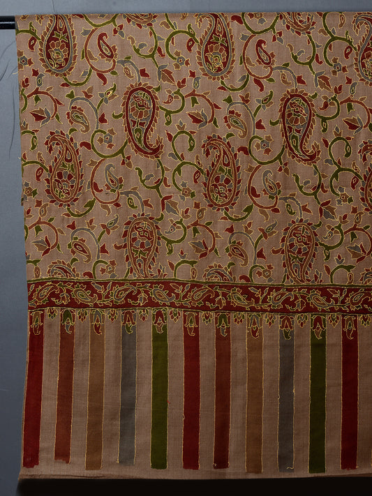 GHANEEM Alluring Paisley Jaal Kani Woven Shawl  with Embroidery  Unisex