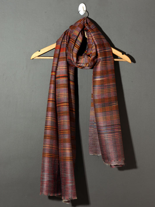 Multi Checks Kashmiri Patterned Pashmina Stole - Multi Mauve
