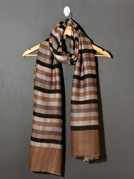 Multi Checks Kashmiri Patterned Pashmina Stole - Multi Browns