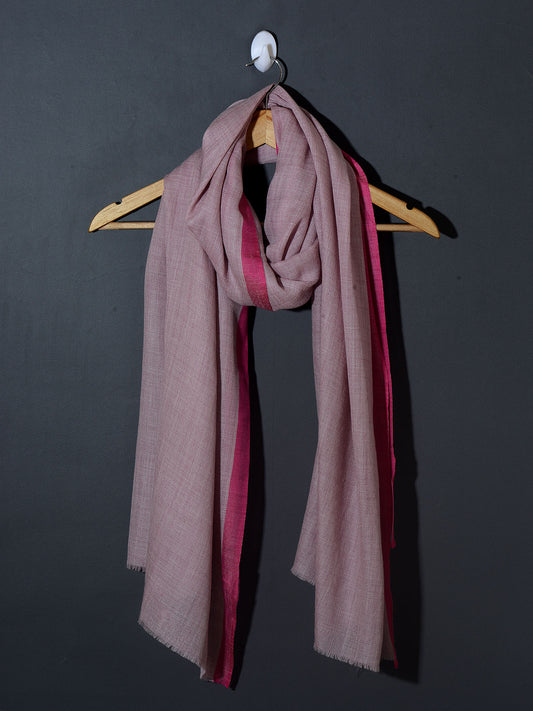 Striped Border Pashmina  - Pink