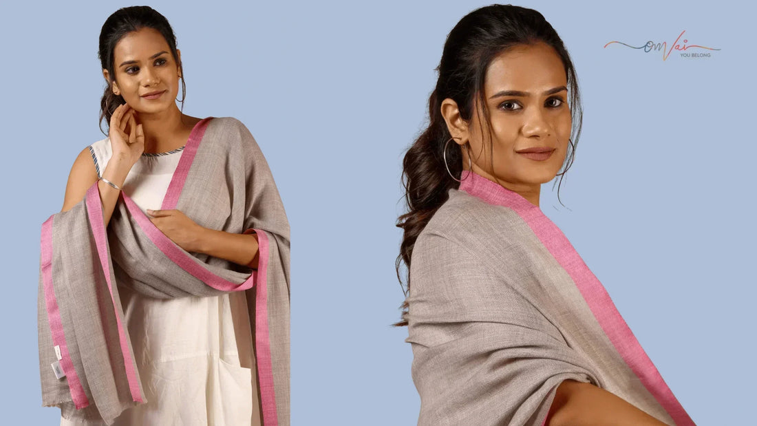OMVAI - Border Pashmina Stole for women