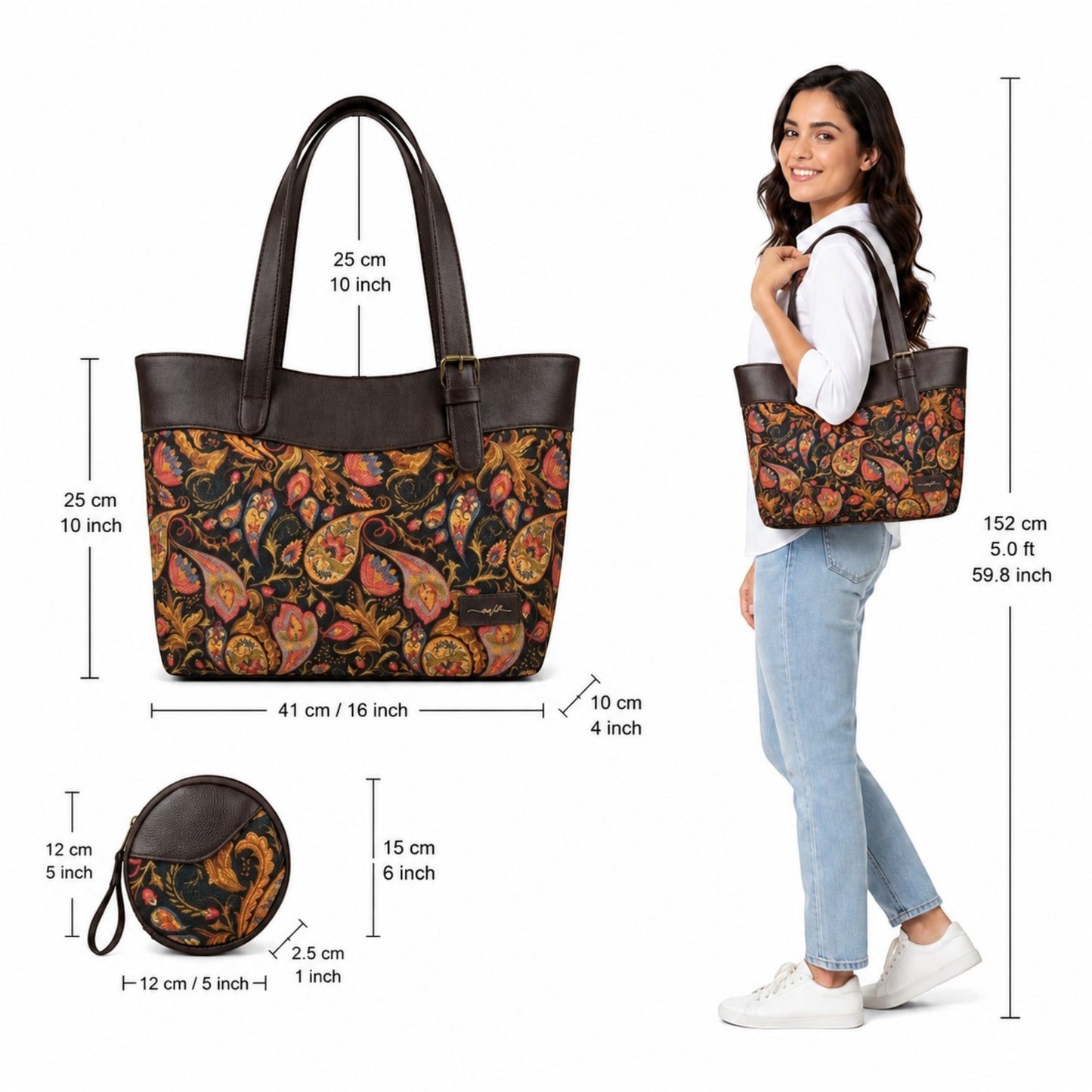OMVAI Classic 2-Piece Shoulder Bag Set – Maharani Bloom