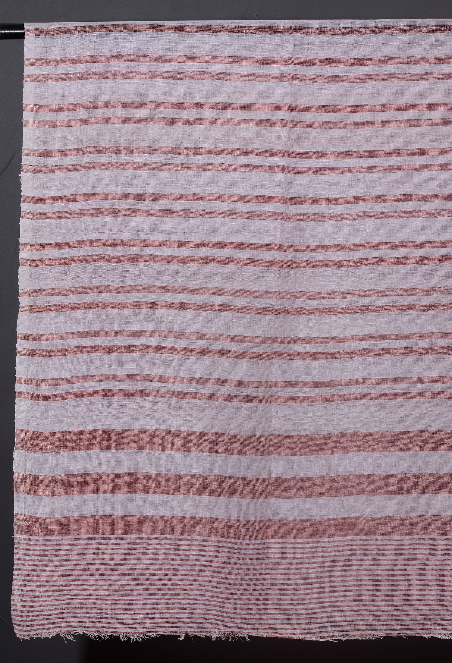 Linen Classic Stripes Stole - Coral Red