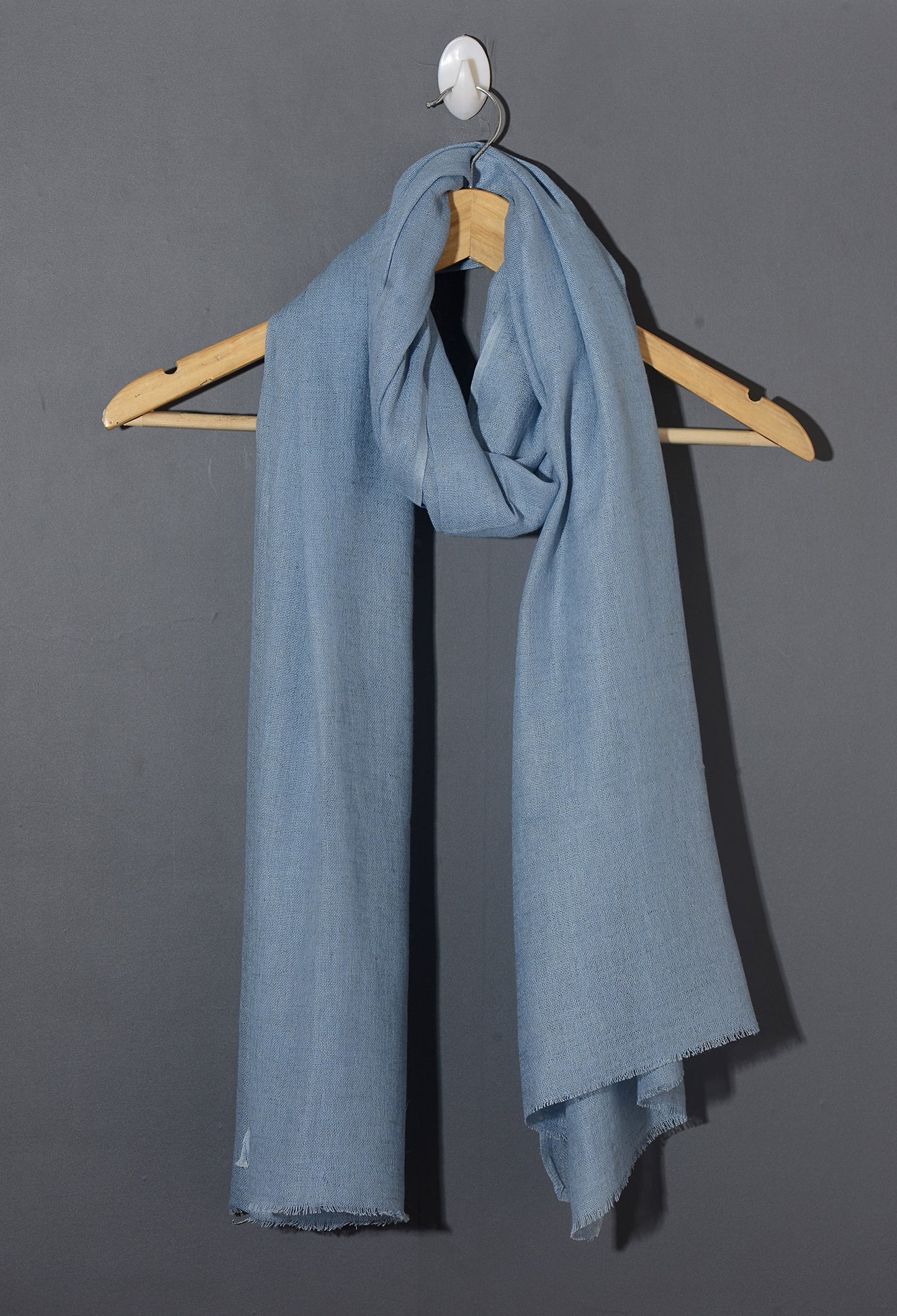 Aqua Blue Solid Viscose Linen Stole
