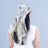 OMVAI Iris Flower Crepe Silk Scarf -  Multicolor