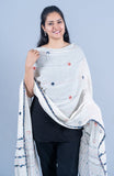 OMVAI Surya Lekha Hastkala Dupatta with applique and Hand work - Blue