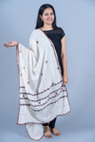 OMVAI Surya Lekha Hastkala Dupatta with applique and Hand work - Blue