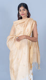 OMVAI Golden Border Chanderi Silk Dupatta - Beige
