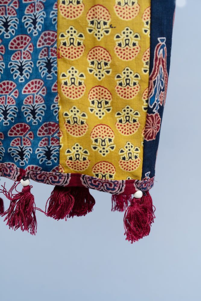 OMVAI Pushp Bahaar Hastkala Dupatta with applique and Hand-work - Maroon Multi
