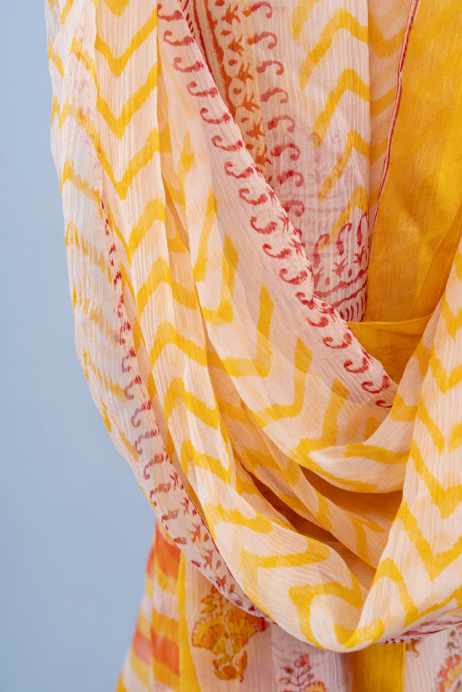 OMVAI Chevron Buti Chiffon Dupatta
