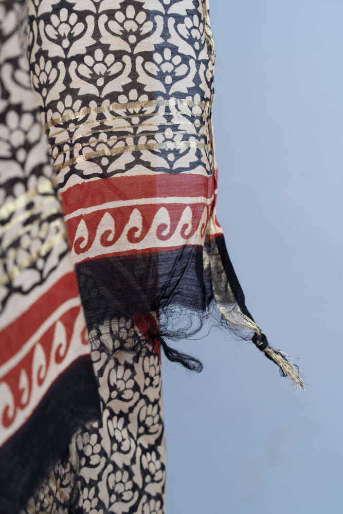 OMVAI The Princess Handloom Chanderi Silk Dupatta with Zari border