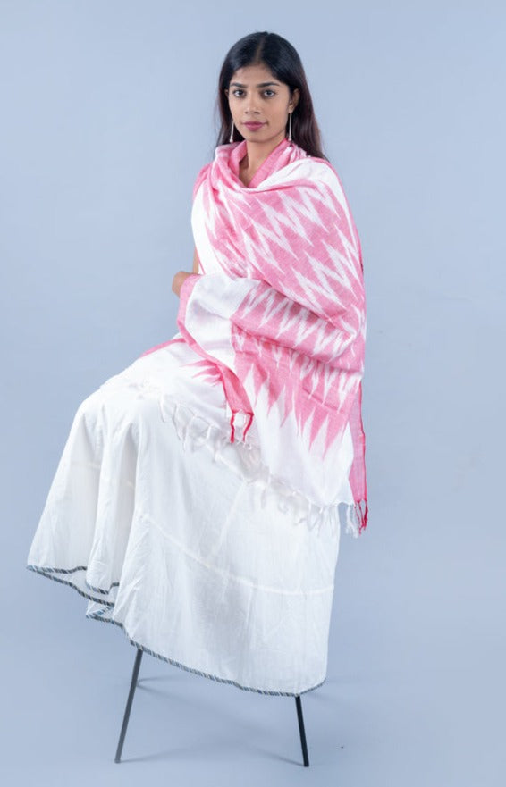 OMVAI The IKAT Dupatta with Tassels  - Vermillion Red