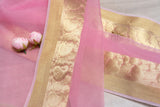 OMVAI Paisley Border Chanderi Silk Dupatta - Pretty Pink
