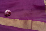 OMVAI Golden Border Chanderi Silk Dupatta - Plum