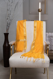 OMVAI Golden Border Chanderi Silk Dupatta - Sunshine Yellow