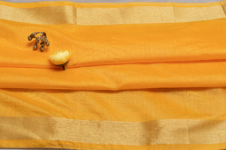 OMVAI Golden Border Chanderi Silk Dupatta - Sunshine Yellow