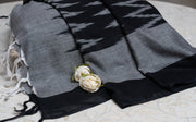 OMVAI The IKAT Dupatta with Tassels  - Midnight Black