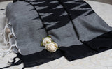 OMVAI The IKAT Dupatta with Tassels  - Midnight Black