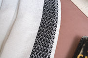 OMVAI Diamond Border Cotton Woven Throw Blanket / Comforter -White