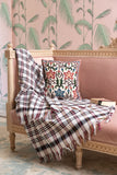 OMVAI Trendy Colorful Checks Cotton Woven Throw Blanket / Comforter -Black & White