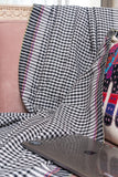 OMVAI Mini Checks Cotton Woven Throw Blanket / Comforter -Black & White