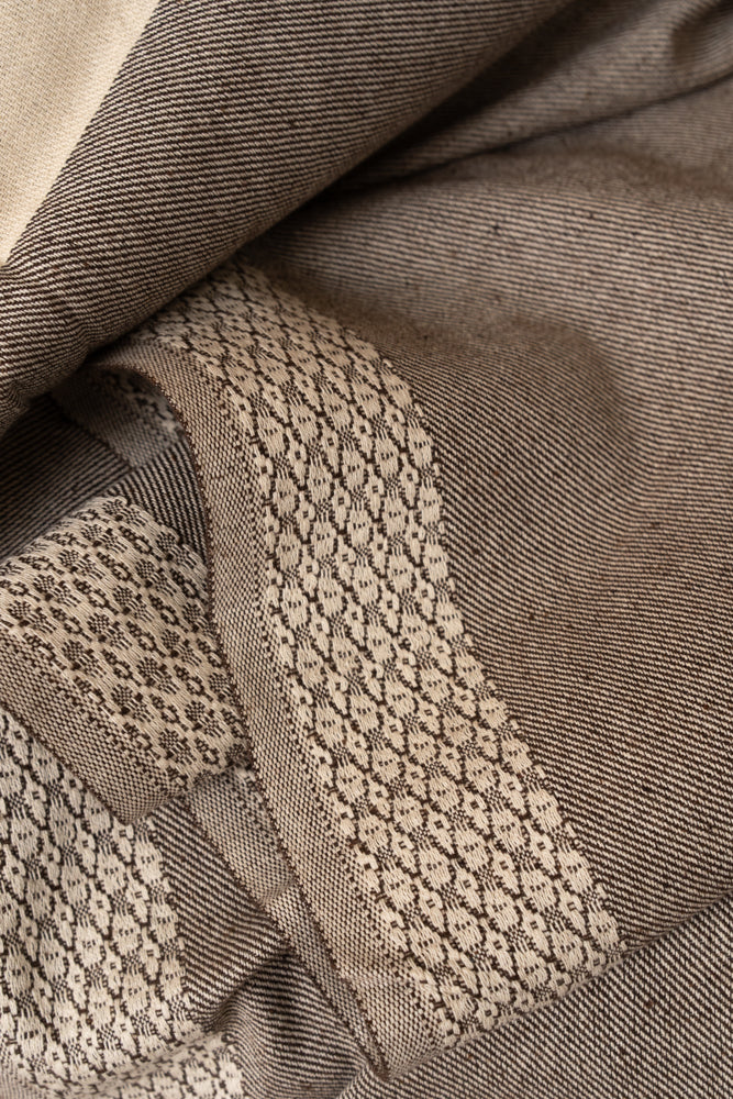 OMVAI Diamond Border Cotton Woven Throw Blanket / Comforter - Natural Brown