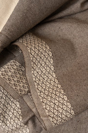 OMVAI Diamond Border Cotton Woven Throw Blanket / Comforter - Natural Brown