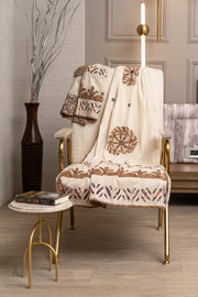 OMVAI Vishal Chakra Hastkala Dupatta with applique and Hand-work - Caramel Brown