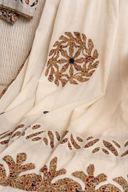 OMVAI Vishal Chakra Hastkala Dupatta with applique and Hand-work - Caramel Brown